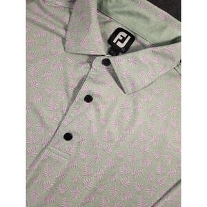 FootJoy Golf Polo Men's XL FJ Green Purple All Over Floral Print Performance